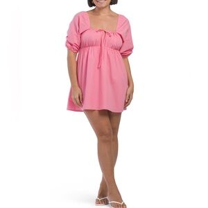 NEW Le Lis Collection Pink Poplin Puff Sleeve‎ Cotton Mini Dress - M